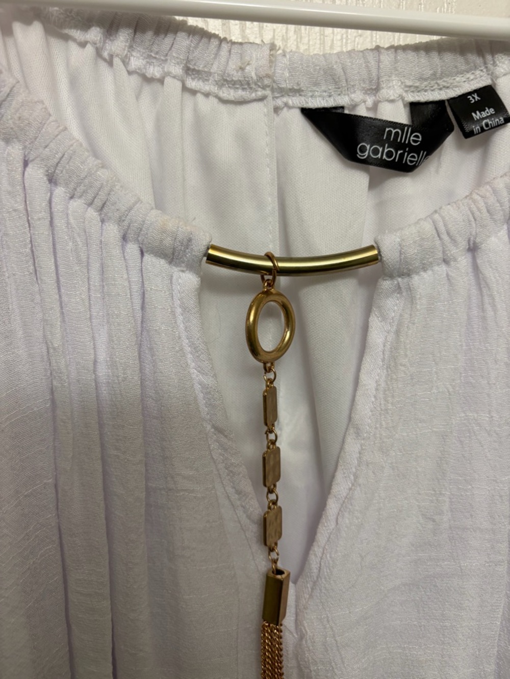 Mlle Gabrielle White Sleeveless Dress with Gold Accent